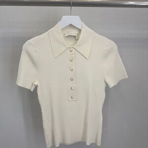 Zimmermann Cream Button Down Polo Shirt